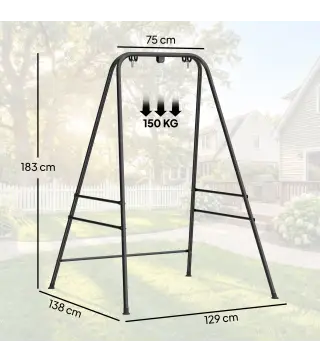Soporte para Silla Colgante Hamaca 183 cm Soporte para Columpio Estructura de Acero Almohadillas Antideslizantes Negro
