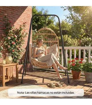 Soporte para Silla Colgante Hamaca 183 cm Soporte para Columpio Estructura de Acero Almohadillas Antideslizantes Negro