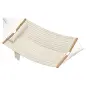 Hamaca Acolchada de Jardín Portátil con Almohada Desmontable Bolsillo para Revistas Marco de Madera 325x140 cm Crema