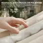 Hamaca Acolchada de Jardín Portátil con Almohada Desmontable Bolsillo para Revistas Marco de Madera 325x140 cm Crema