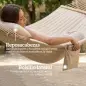 Hamaca Acolchada de Jardín Portátil con Almohada Desmontable Bolsillo para Revistas Marco de Madera 325x140 cm Crema