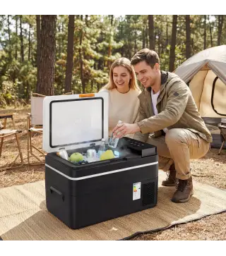 Nevera Portátil Eléctrica 30L con Compresor Control por App Pantalla Luz LED Asa Modos ECO y MAX de -20℃ a +20 ℃ Negro