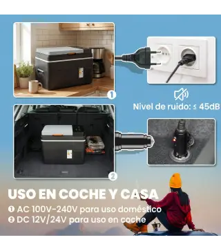 Nevera Portátil Eléctrica 30L con Compresor Control por App Pantalla Luz LED Asa Modos ECO y MAX de -20℃ a +20 ℃ Negro