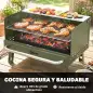 Barbacoa de Carbón Plegable 52x37x31,8 cm con Rejilla Ajustable Estante Lateral Plegable y Bandeja Extraíble Verde