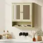 Armario de Baño con Espejo Armario de Pared con 2 Puertas Estante Abierto Estante Ajustable 56x13x58cm Natural