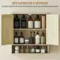 Armario de Baño con Espejo Armario de Pared con 2 Puertas Estante Abierto Estante Ajustable 56x13x58cm Natural