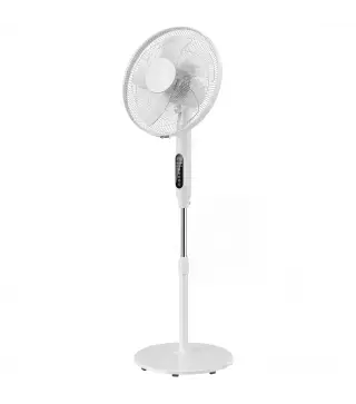 Ventilador de Pie con Control Remoto Función Wifi Altura Ajustable 3 Velocidades 3 Modos Oscilación Temporizador Blanco