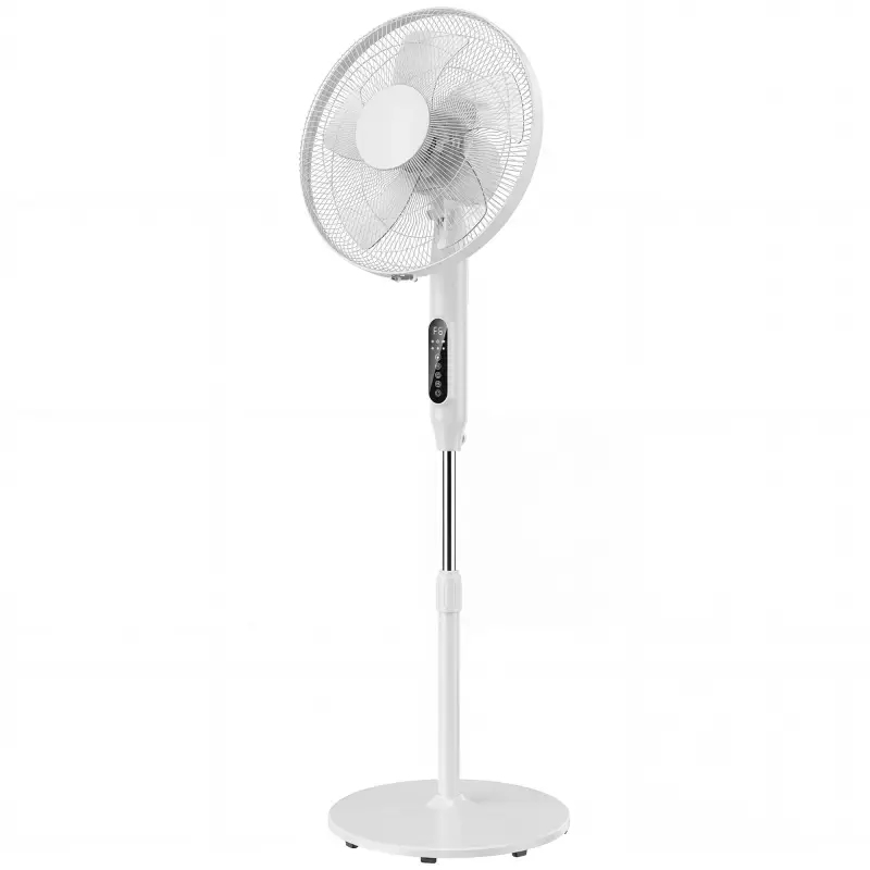 Ventilador de Pie con Control Remoto Función Wifi Altura Ajustable 3 Velocidades 3 Modos Oscilación Temporizador Blanco