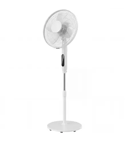 Ventilador de Pie con Control Remoto Función Wifi Altura Ajustable 3 Velocidades 3 Modos Oscilación Temporizador Blanco