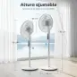 Ventilador de Pie con Control Remoto Función Wifi Altura Ajustable 3 Velocidades 3 Modos Oscilación Temporizador Blanco