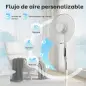 Ventilador de Pie con Control Remoto Función Wifi Altura Ajustable 3 Velocidades 3 Modos Oscilación Temporizador Blanco