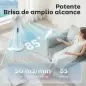 Ventilador de Pie con Control Remoto Función Wifi Altura Ajustable 3 Velocidades 3 Modos Oscilación Temporizador Blanco