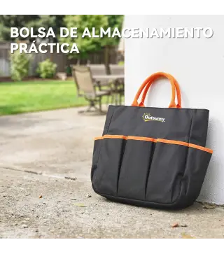 Taburete de Jardín Plegable con Almohadilla de EVA Asiento de Jardín con Bolsa para Herramientas en Cintura Carga 150kg