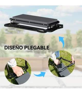 Taburete de Jardín Plegable con Almohadilla de EVA Asiento de Jardín con Bolsa para Herramientas en Cintura Carga 150kg