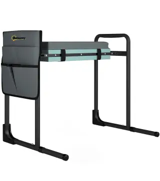 Taburete de Jardín Plegable con Almohadilla de Espuma EVA Asiento de Jardín con Bolsa para Herramientas Gris Oscuro