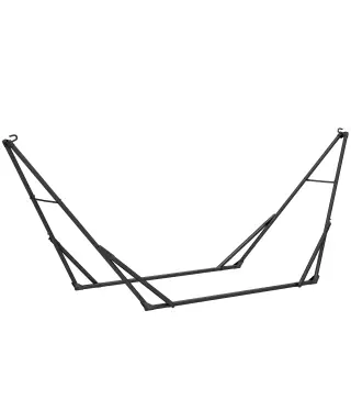 Soporte para Hamaca Plegable Largo 290 cm Longitud Ajustable Material Acero con Bolsa de Transporte Carga 120 kg Negro