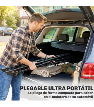 Soporte para Hamaca Plegable Largo 290 cm Longitud Ajustable Material Acero con Bolsa de Transporte Carga 120 kg Negro