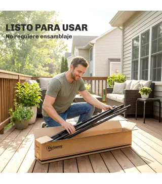 Soporte para Hamaca Plegable Largo 290 cm Longitud Ajustable Material Acero con Bolsa de Transporte Carga 120 kg Negro