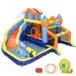 Castillo Hinchable Acuático 8 en 1 con Soplador 550W Tobogán Trampolín Escalada Piscina Portería Canasta Lanzamiento