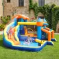Castillo Hinchable Acuático 8 en 1 con Soplador 550W Tobogán Trampolín Escalada Piscina Portería Canasta Lanzamiento