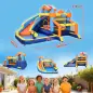 Castillo Hinchable Acuático 8 en 1 con Soplador 550W Tobogán Trampolín Escalada Piscina Portería Canasta Lanzamiento