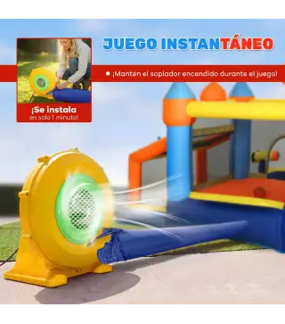 Castillo Hinchable Acuático 8 en 1 con Soplador 550W Tobogán Trampolín Escalada Piscina Portería Canasta Lanzamiento