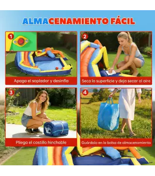 Castillo Hinchable Acuático 8 en 1 con Soplador 550W Tobogán Trampolín Escalada Piscina Portería Canasta Lanzamiento