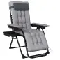 Silla de Gravedad Cero Tumbona Plegable y Reclinable Ajustable con Reposabrazos Reposacabezas Portavasos Gris Claro