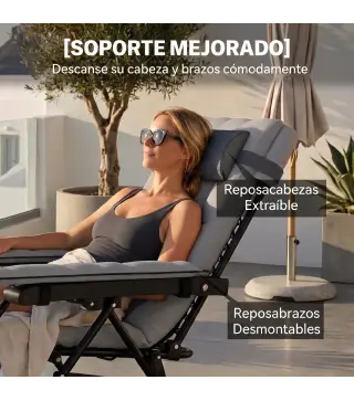 Silla de Gravedad Cero Tumbona Plegable y Reclinable Ajustable con Reposabrazos Reposacabezas Portavasos Gris Claro