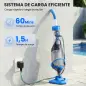 Limpiafondos de Piscina Manual Inalámbrica con Cepillo y Barra Ajustable de 63-150 cm para Piscinas Pequeñas Azul