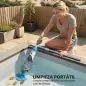 Limpiafondos de Piscina Manual Inalámbrica con Cepillo y Barra Ajustable de 63-150 cm para Piscinas Pequeñas Azul