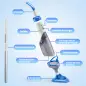Limpiafondos de Piscina Manual Inalámbrica con Cepillo y Barra Ajustable de 63-150 cm para Piscinas Pequeñas Azul