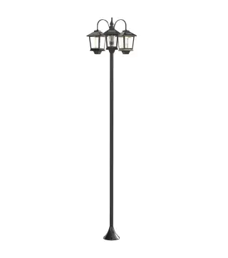 Farola Solar Exterior de Jardín de Aluminio con 3 Cabezales con Encendido/Apagado Automático IP44 40x34,5x188 cm Negro