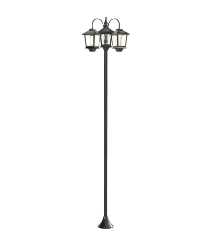 Farola Solar Exterior de Jardín de Aluminio con 3 Cabezales con Encendido/Apagado Automático IP44 40x34,5x188 cm Negro