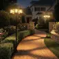 Farola Solar Exterior de Jardín de Aluminio con 3 Cabezales con Encendido/Apagado Automático IP44 40x34,5x188 cm Negro
