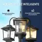 Farola Solar Exterior de Jardín de Aluminio con 3 Cabezales con Encendido/Apagado Automático IP44 40x34,5x188 cm Negro