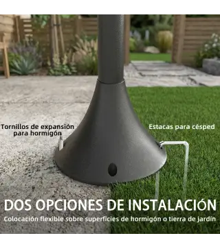Farola Solar Exterior de Jardín de Aluminio con 3 Cabezales con Encendido/Apagado Automático IP44 40x34,5x188 cm Negro