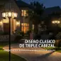 Farola Solar Exterior de Jardín de Aluminio con 3 Cabezales con Encendido/Apagado Automático IP44 40x34,5x188 cm Negro