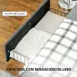 Cama Doble 140x190 cm Somier con 3 Cajones y Estructura de Metal Carga 363 kg Gris