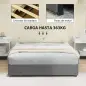 Cama Doble 140x190 cm Somier con 3 Cajones y Estructura de Metal Carga 363 kg Gris
