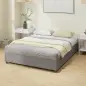 Cama Doble 140x190 cm Somier con 3 Cajones y Estructura de Metal Carga 363 kg Gris