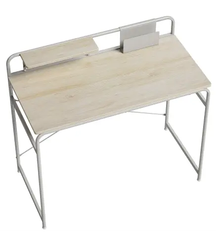 Mesa de Escritorio Moderno con Estante y Estructura de Metal Fácil Montaje 98x48x88,5 cm Roble