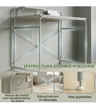 Mesa de Escritorio Moderno con Estante y Estructura de Metal Fácil Montaje 98x48x88,5 cm Roble