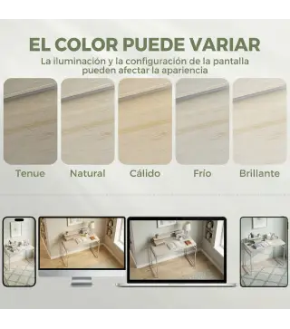 Mesa de Escritorio Moderno con Estante y Estructura de Metal Fácil Montaje 98x48x88,5 cm Roble