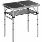 Mesa Plegable Camping 60x40x60 cm con Altura Ajustable en 4 Niveles Red de Almacenamiento Marco de Aluminio Negro