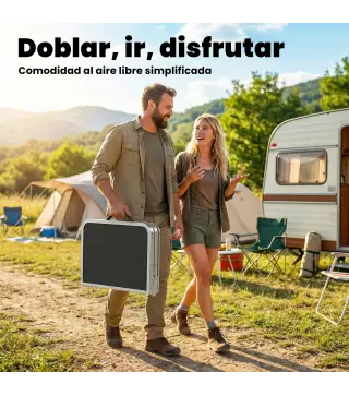 Mesa Plegable Camping 60x40x60 cm con Altura Ajustable en 4 Niveles Red de Almacenamiento Marco de Aluminio Negro