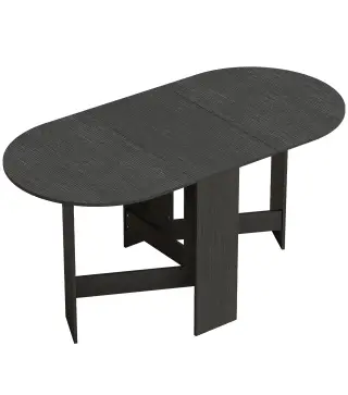 Mesa de Cocina Plegable con Alas Abatibles Mesa de Cocina Plegable de Forma Ovalada Estilo Moderno 163x80x75 cm Negro