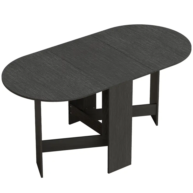 Mesa de Cocina Plegable con Alas Abatibles Mesa de Cocina Plegable de Forma Ovalada Estilo Moderno 163x80x75 cm Negro