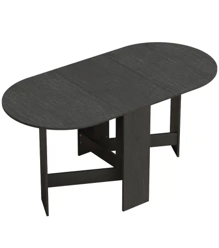 Mesa de Cocina Plegable con Alas Abatibles Mesa de Cocina Plegable de Forma Ovalada Estilo Moderno 163x80x75 cm Negro