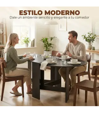 Mesa de Cocina Plegable con Alas Abatibles Mesa de Cocina Plegable de Forma Ovalada Estilo Moderno 163x80x75 cm Negro